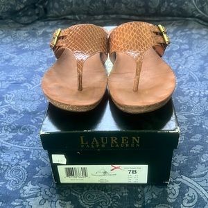 Lauren Ralph Lauren Malia brown tan snake skin sandals size 7